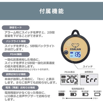 アウトドア用 一酸化炭素アラーム COALAN 新コスモス電機