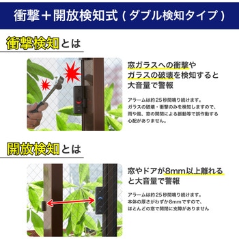 窓ピタッアラーム 衝撃+開放検知式(ダブル検知タイプ) 防犯 アラーム 4P ダークブラウン ELPA