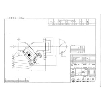 10FYL-13A フランジ式Y型ストレーナ 40メッシュ 1個 スリーエム工業