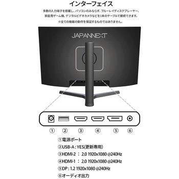 27型/1920×1080/DP×1、HDMI×2/ブラック/スピーカー：有 JAPANNEXT