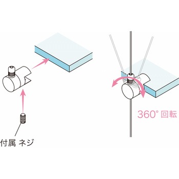 ガラス棚吊り用ワイヤーグリッパー(挟み込みタイプ) 荒川技研工業