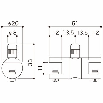 ガラス棚吊り用ワイヤーグリッパー(挟み込みタイプ) 荒川技研工業