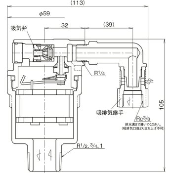 AFV1N-F 新基準適合 青銅吸排気機構付空気抜弁 ベン 【通販モノタロウ】