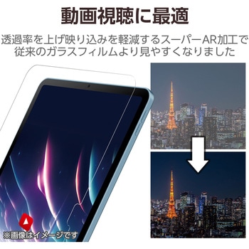 iPad 10.9インチ 第10世代 用 ガラスフィルム 超高透明 光反射軽減 ガイドフレーム付 強化ガラス 表面硬度10H 指紋防止 飛散防止 気泡防止 エレコム