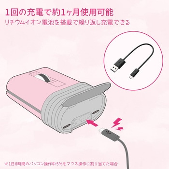 IRマウス キャップクリップ 静音ボタン リチウムイオン電池 Bluetooth 3ボタン ピンク エレコム