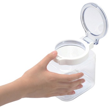 上から中身が見えるワンプッシュキャニスター パール金属