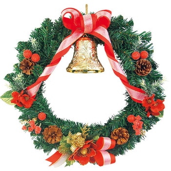 40cmクリスマスリース(レッド) - アルファ[販促]