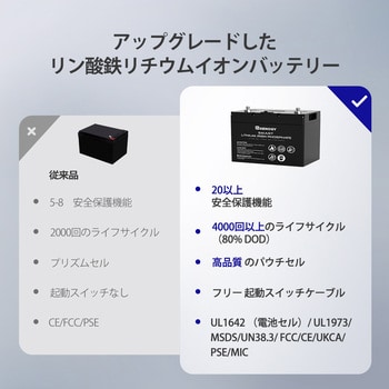 リン酸鉄リチウムイオンバッテリー 1台 RENOGY JAPAN 【通販モノタロウ】