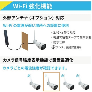 ワイヤレス300万画素12.5インチモニター一体型防犯カメラ4台セット ブロードウォッチ