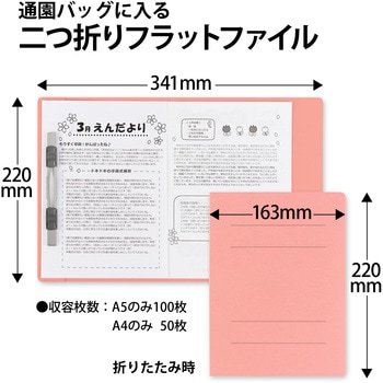 フラットファイル A4二つ折り ノンステッチ A5S プラス(文具)