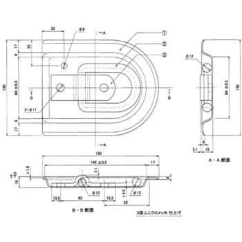 1/2×15埋込フック メッキ付 信和自動車工業