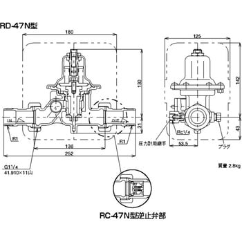 戸別給水用減圧弁(水・温水用)RD-47N型 ベン 【通販モノタロウ】