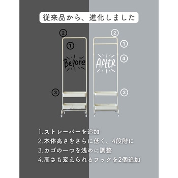 バスケットトローリー ハンガーラック キャスター付き レギュラー/スリム YAMAZEN(山善)