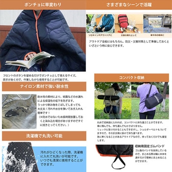 アウトドアブランケット 大判200×140cm 洗える ひざ掛け ボタン付き LandField