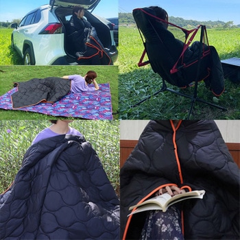 アウトドアブランケット 大判200×140cm 洗える ひざ掛け ボタン付き LandField
