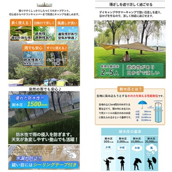 ひし形タープテント 3～5人用 丈夫 防水 収納袋付 簡易テント アウトドア用品 LandField