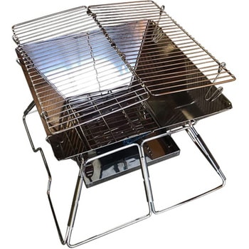 2wayBBQたき火台 ステンレス製 折り畳める コンパクト ソロキャンプ LandField