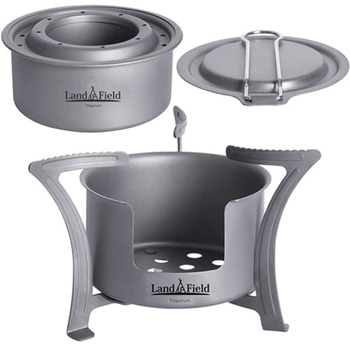 木材&アルコールハイブリッドストーブ 小型 113g超軽量 五徳付 収納袋付 LandField