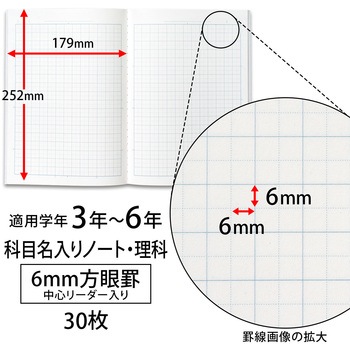 カレッジ科目名入り 6mm方眼ノート 理科 日本ノート