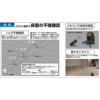 レーザーロボ 不陸チェッカー グリーン 電動回転機構付 シンワ測定