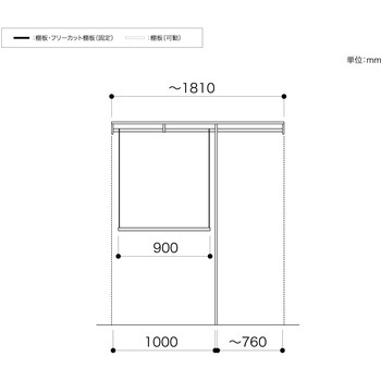 ノエル3 間口6尺 奥行450/600mm パイプ+フックハンガープラン 南海プライウッド