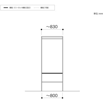 ノエル3 間口3尺 奥行450/600mm パイプ+棚板プラン2 南海プライウッド