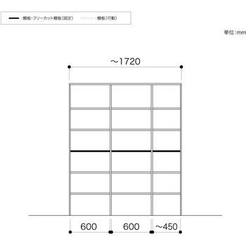 ノエル3 間口6尺 奥行300mm 棚板プラン 南海プライウッド