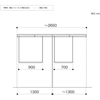 ノエル3 間口9尺 奥行450/600mm パイプ+フックハンガープラン 南海プライウッド