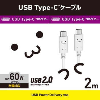 タイプC ケーブル ( Type C to C ) 2m PD 60W エレコム