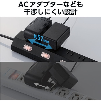 電源タップ 6個口 2m マグネット 雷ガード ほこりシャッター 【回転脚パーツ 吊り穴】 エレコム