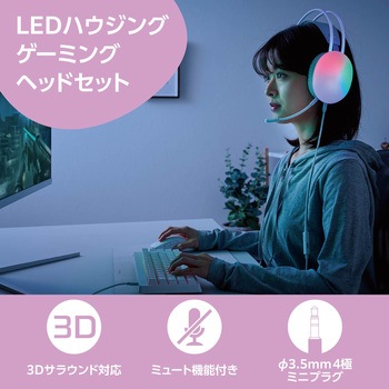 ヘッドホン ヘッドセット マイク付き 有線 Φ3.5mm4極ミニプラグ オーバーヘッドタイプ ミュートスイッチ付き 全指向性 【PS5/PS4/Nintendo Switch】対応 ゲーミング LED ライト 軽量 ノイズ軽減 ホワイト エレコム