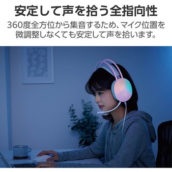 ヘッドホン ヘッドセット マイク付き 有線 Φ3.5mm4極ミニプラグ オーバーヘッドタイプ ミュートスイッチ付き 全指向性 【PS5/PS4/Nintendo Switch】対応 ゲーミング LED ライト 軽量 ノイズ軽減 ホワイト エレコム