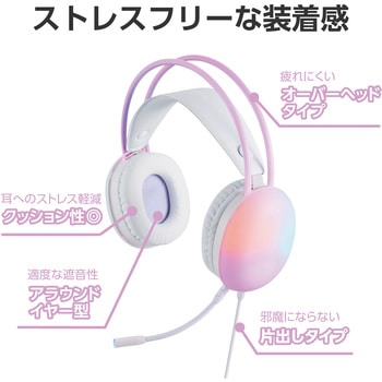 ヘッドホン ヘッドセット マイク付き 有線 Φ3.5mm4極ミニプラグ オーバーヘッドタイプ ミュートスイッチ付き 全指向性 【PS5/PS4/Nintendo Switch】対応 ゲーミング LED ライト 軽量 ノイズ軽減 ホワイト エレコム