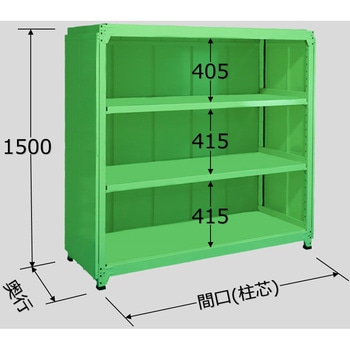 ラークラックパネル付(150kg/段・単体・高さ1500mm・4段タイプ) サカエ