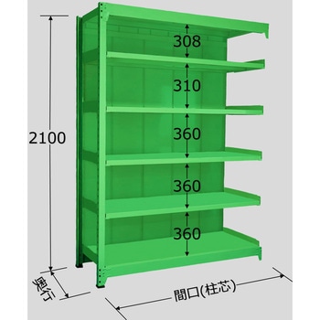 中量棚PB型パネル付(500kg/段・連結・高さ2100mm・6段タイプ) サカエ