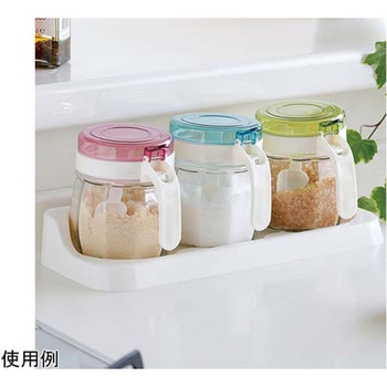 ガラス製 カラフル調味料カップ 3P スプーン付き セーブインダストリー