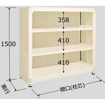 中量棚PB型パネル付(500kg/段・単体・高さ1500mm・4段タイプ) サカエ