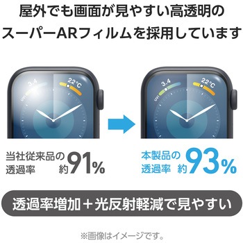 アップルウォッチ 衝撃吸収 保護フィルム 2枚入 Series9/8/7 [41mm] フルカバー 超高透明 光反射軽減 エレコム