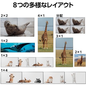 4画面 ビデオウォールコントローラー 4つのHDMI機器に分割表示 4K(3840×2160)60Hz 画面回転可能 エレコム