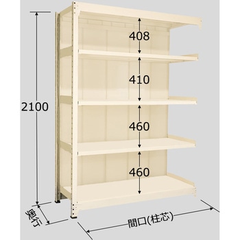 中量棚PB型パネル付(500kg/段・連結・高さ2100mm・5段タイプ) サカエ