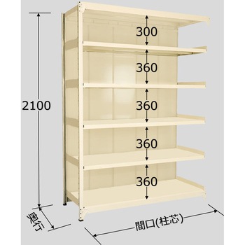 中軽量棚PML型パネル付(250kg/段・連結・高さ2100mm・6段タイプ) サカエ