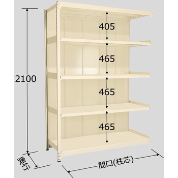 ラークラックパネル付(150kg/段・連結・高さ2100mm・5段タイプ) サカエ