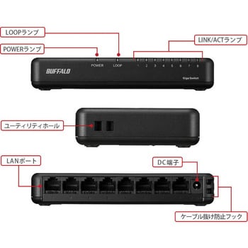 LSW6-GT-8EP/BK Giga 8ポート スイッチングハブ 電源外付け