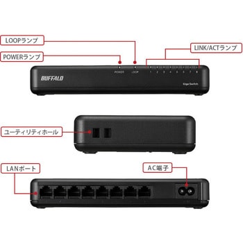 Giga 8ポート スイッチングハブ 電源内蔵 プラスチック筐体 マグネット付 BUFFALO(バッファロー)
