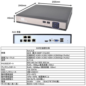 SC-XP45K-1P-500-1TB SecuSTATION PoE録画装置4ch+500万画素カメラ1台