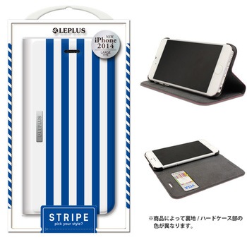 iPhone 6 Plus [STRIPE] デザインPUレザーカバー スタンド機能 LEPLUS