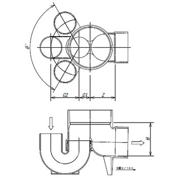 宅内マス 起点トラップ(差し口型) 東栄管機