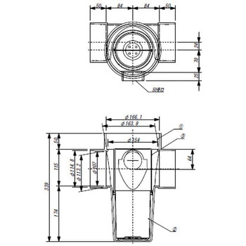 雨水マス 90°合流 東栄管機