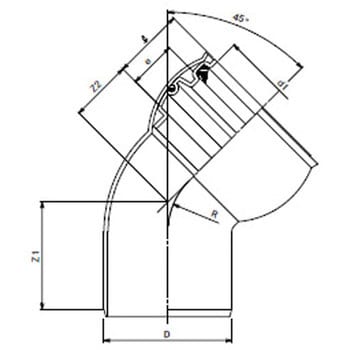 下水継手 ゴム輪受口45度自在曲管