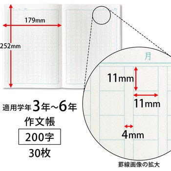 SL3620 スクールキッズ 作文帳200字 日本ノート 高さ252mm SL3620 